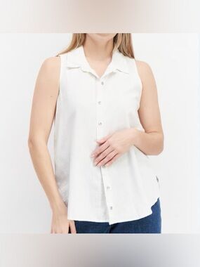 Splendid Sleeveless Button-Up Linen Shirt Size XXL
